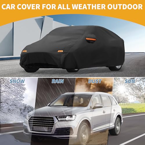 Image of All-Weather Waterproof Car Cover - UV-Resistant Outdoor Full Exterior Protection for mg 4 190T-PU Black with Right Side Zipper