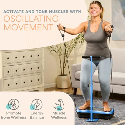 Image of Lifepro TrimLite Vibration Plate with Handle - Vibration Plate Exercise Machine with 99 Speed Levels, Bluetooth & Magnetic Acupoints - Whole Body Vibrating Platform Machine for Lymphatic Drainage