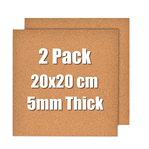 Okydoky Borad de corcho autoadhesiva, tableros de corcho de 5 mm de grosor para paredes, tablón de anuncios para oficina, hogar, escuela (5 mm de grosor, 20 x 20 cm, 2P)