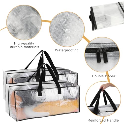 4 Pack 92L Clear Clothes Storage Bags - Image 4