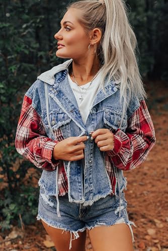 Casual Raw Hem Hooded Jacket - Distressed Details, Spring Style4