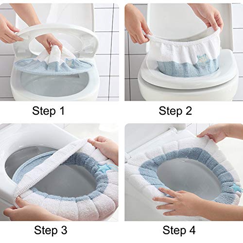 TheStriven 4 Stück Toilettensitzbezug WC Sitzwärmer WC Sitzbezüge Toilettensitz Pad Warmes Weich Waschbares Toilettensitzkissen für Wohnkultur Closestool Mat Seat Case Toilettendeckelbezug Zubehör – Bild 5