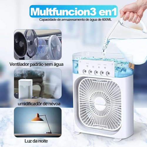 Ventilador de ar condicionado portátil, Mini Ar Condicionado Umidificador Climatizador com tanque de