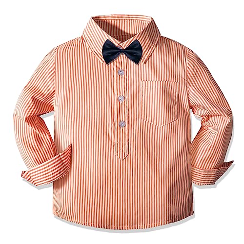 Image of Yilaku Toddler Baby Boy Clothes Gentleman Wedding Outfits, Formal Dress Shirt with Bowtie + Suspender 3 Monthes-4 Years