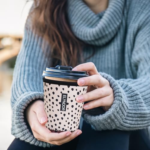 Image of Reusable Insulated Sleeve for Iced Coffee Cup, 3-Pack Coffee Neoprene Drink Sleeve for Cold & Hot Drinks, Beverage Holder for Iced Coffee (Mocha Dots)