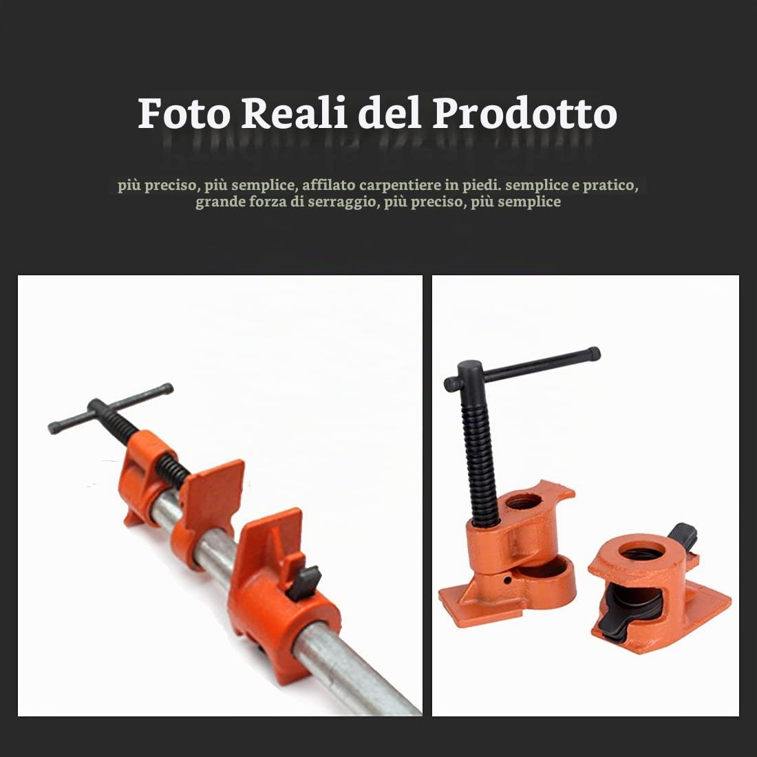 4 Pezzi Morsetto a tubo, 1/2 in Set di Pinze per Legno, H Stile Morsetti a Viti in Ghisa Robusta Falegname, Serra guarnizione Set di Morsa di Legno Stabilito di Lavoro, con Base Ampia