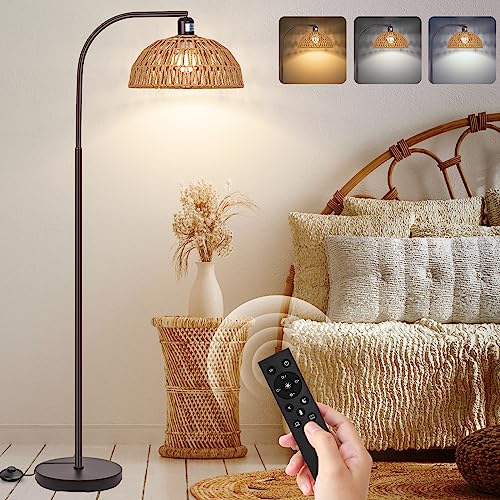 Brilvibera Boho Floor Lamp with Remote and Dimmable Bulb