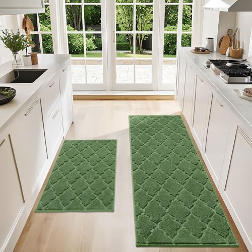 COSY HOMEER 2-Pack Soft Kitchen Rugs - Absorbent, Non-Slip