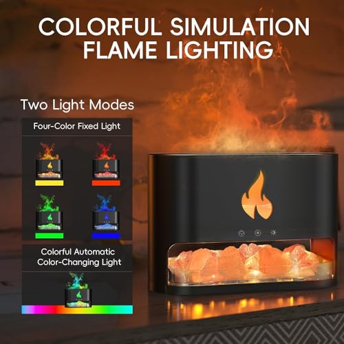 Image of BOHOFAM Plastic Humidifier for Home, Flame Diffuser Atmosphere Light Humidifier Portable Noiseless Aroma Aromatherapy Machine, Auto Shut-Off, Essential Oil Diffuser for Large Room (Flame-Black)