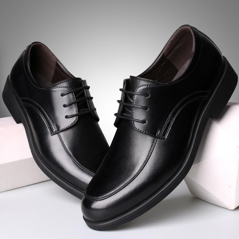 Men Dress Oxford Shoes Synthetic Leather Plain Toe Lace-up Prom Anti-Slip Shoe Working2