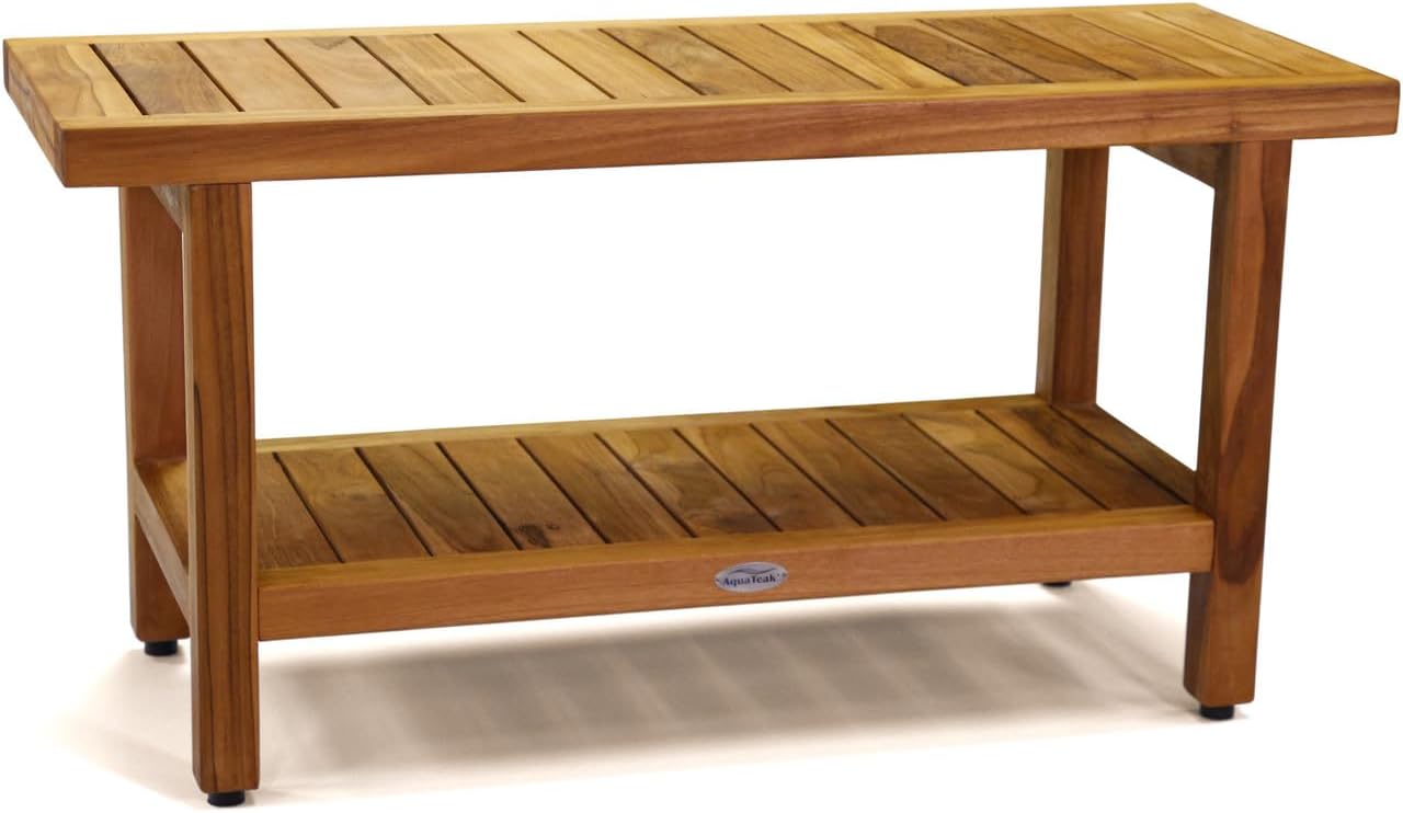 The Original 36" Spa Teak Shower Bench with Shelf
