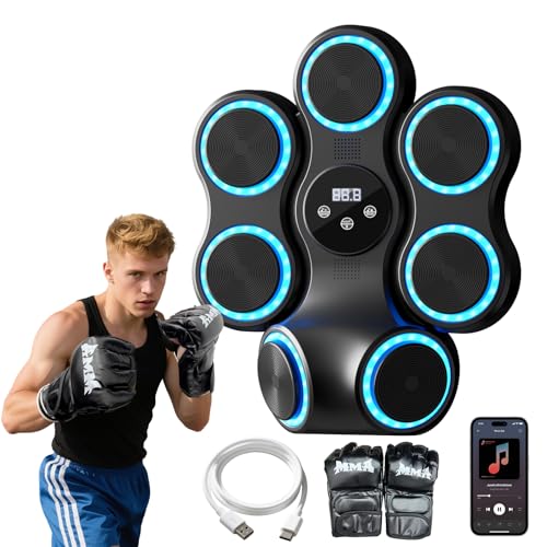 Machine de Boxe Musicale pour Adultes et Enfants, entraîneur de Frappe interactif avec Gants de...