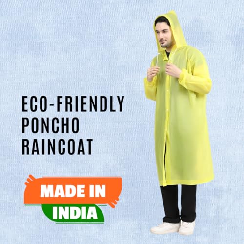 Image of Citizen Eco-Friendly EVA Poncho Raincoat for Men & Women, Lightweight Waterproof Coat with Hood, Adjustable Drawstring, Button Closure & Easy Carry Pouch, Reusable & Durable Outdoor Rainwear