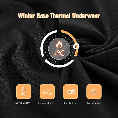 Zando Kids Thermal Underwear Sets Girls Soft Base Layer Fleece Long Underwear Toddler Thermal Set Boys Underwear Long Johns Ultra Cold Weather Gear Toddler Underwear Black Large (100) /3T thumb #3