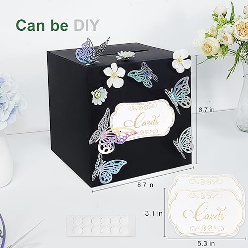 Image of 1 Pack Black Card Box for Party, 8.7 inch Black Gift Card Box Money Box for Birthday, Wedding, Baby Shower, Retirement, Anniversary, Bridal Shower, Raffle Ticket