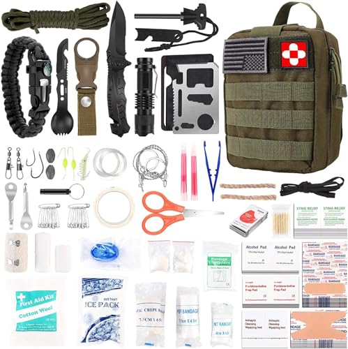 216 Pcs Survival First Aid kit, Professional Survival Gear Equipment Tools First Aid Supplies for...