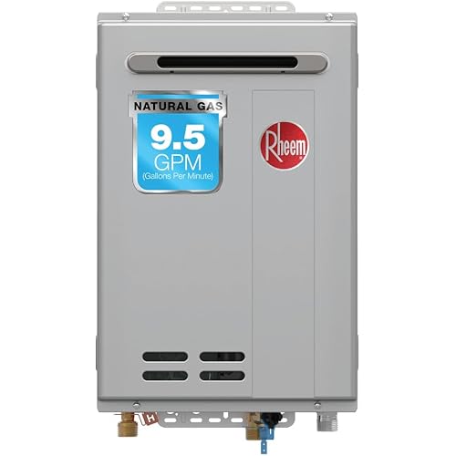 Rheem RTG-95XLN-3 High Efficiency Non-Condensing Outdoor Tankless Natural Gas Water Heater, 9.5 GPM