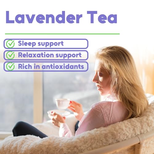 Image of Olvvla - Lavender Tea Bags - 100 Count - Premium Dried Lavendar Flowers | 100% pure lavender tea, sweet floral flavor, Non-GMO and caffeine-free, perfect gentle calm for bedtime relaxation