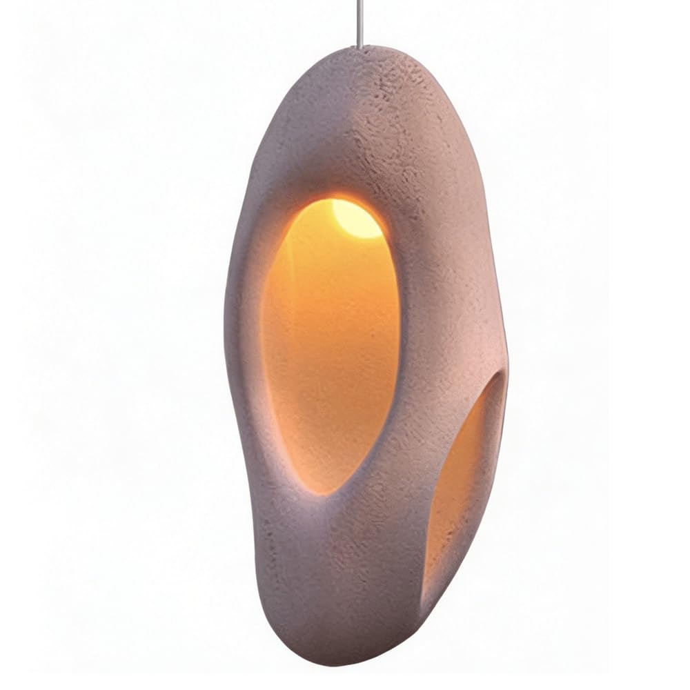 ESIYUVO Wabi-Sabi Pink Pendant Light Irregular Hollow Stone Shape Hanging Lamp Kitchen Island Decorative Chandelier Lighting Fixture E27 Socket for Bedroom Living Room Kitchen Coffee Shop Hotel