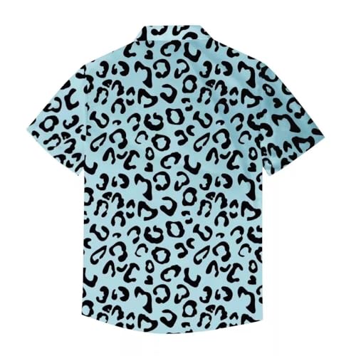 PinUp Angel Funky Hawaiian Shirt Men Short Sleeve Leopard Polka Dots Print Button Down Top Tee2