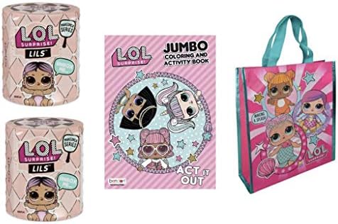 LOL Surprises Makeover Series Little Sisters 2 Pack with Jumbo Coloring Book, Reusable Bag