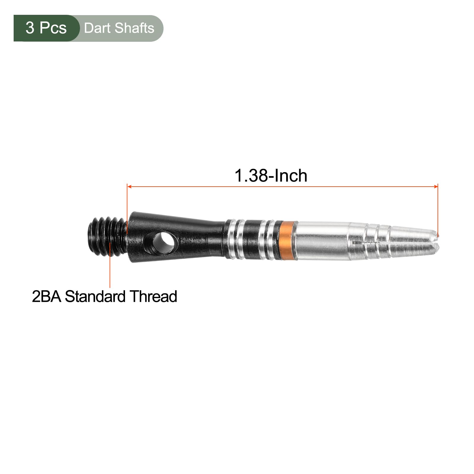 YOKIVE 3 Pcs Dart Shafts, Indoor Outdoor Aluminum Medium 2BA Thread Dart Stems Replacements Dart Accessories | Home, Club, Camping (Black, 35mm)