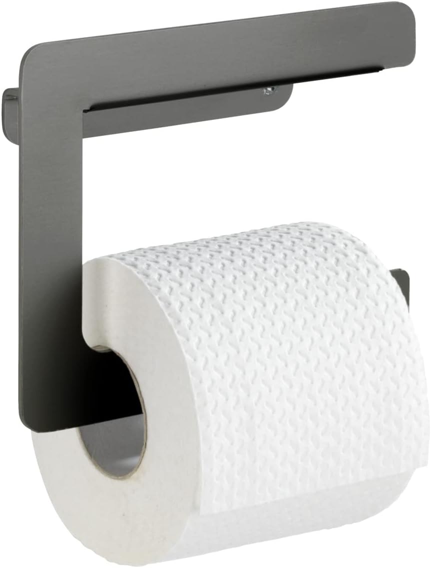 Wenko Montella Toilet Roll Holder for Toilet Paper Made of Rustproof Aluminium, Screw-On 17 x 14 x 5.5 cm, Anthracite