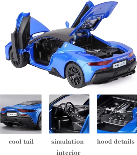 Image of MC20 Model Diecast Metal Toy Car With Light and Sound - Pull Back Vehicle Gifts for 3-12 Year Old Boys Girls - Blue