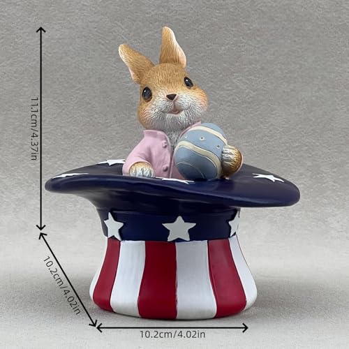 Estatua conejito de Pascua sombrero de mago en resina miniatura 2