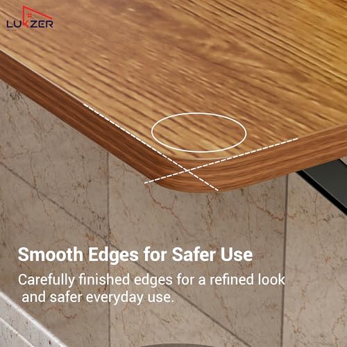 Image of Lukzer Engineered Wood Wall Mounted Round Corner Folding Study Laptop Table Foldable Space Saving Floating Desk for Home & Office (MT-002 / Brown Oak / 80 x 40 cm) DIY (Do It Yourself)