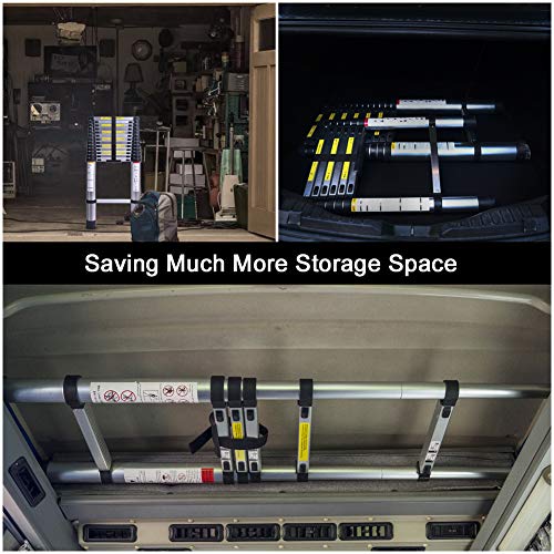 6.6FT Telescoping Ladder, Lightweight Collapsible Ladders, Aluminum Retractable Ladder, Folding Extension Ladders for RV, Loft, Attic, Home, 330LB Capacity