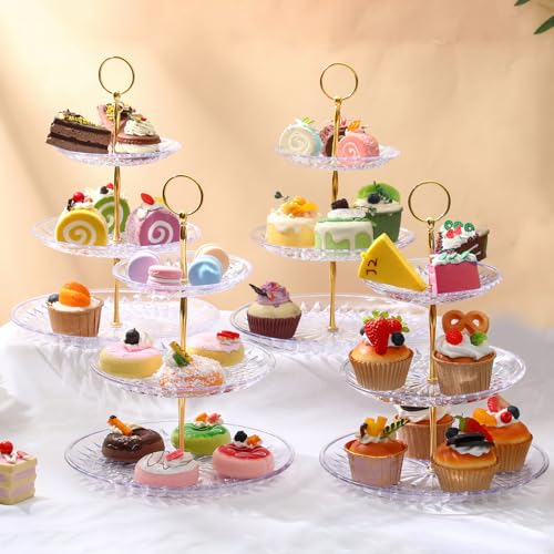Patelai 4 Sets 3 Tier Christmas Crystal Acrylic Clear Cake