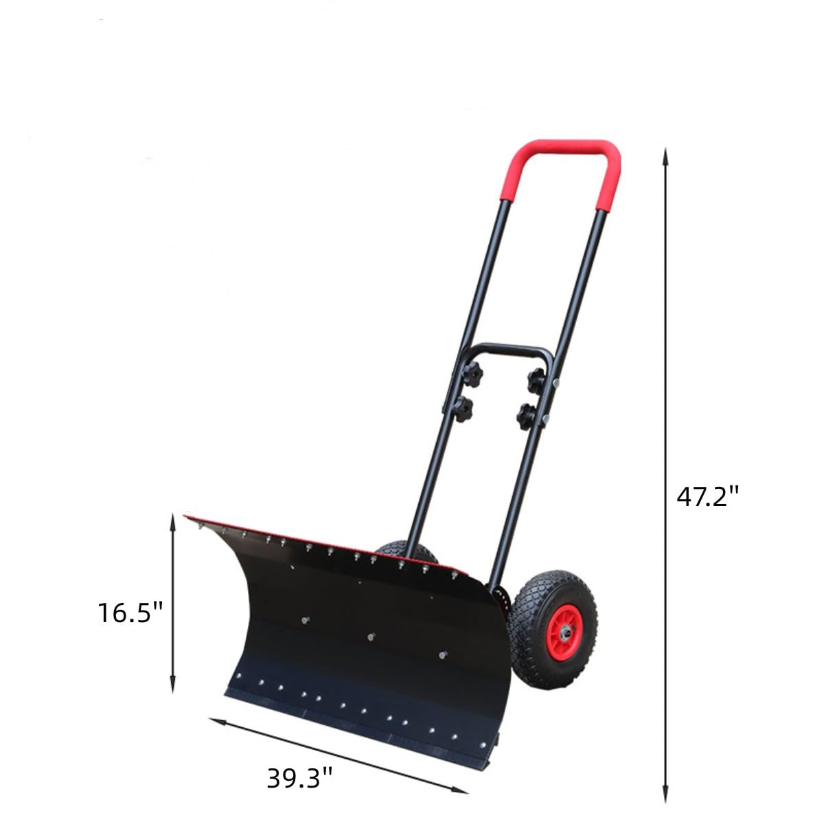 Pala de nieve resistente para entrada, empujador de nieve bidireccional resistente con ruedas, pala larga de doble propósito para quitar nieve y hielo, para puerta de acera, pala de nieve de metal