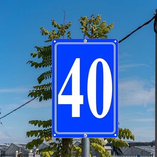 Image of Premium Aluminum Number Signs 40, Metal 12 inch X 8 inch Blue Numbered Signs Outdoor for Parking Lots, Floor, Dock, Court, Aisle, Field, High Visibility, No Fade, Weather-resistant