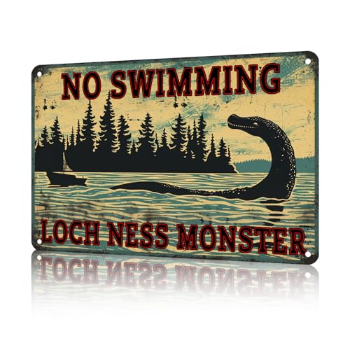 Aluminum Metal Signs No Swimming Loch Ness Monster Metal Tin Sign...