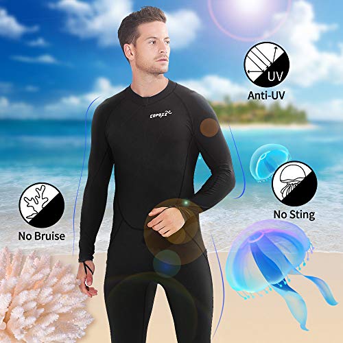 Copozz Diving Skin, Men Women Youth Thin Wetsuit Rash Guard- Full Body Uv Protection - For Diving Snorkeling Surfing Spearfishing Sport Skin (Black, Large For Men) #TOP4