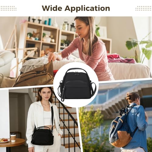 Bolso negro de nylon con correa ajustable y múltiples bolsillos miniatura 3