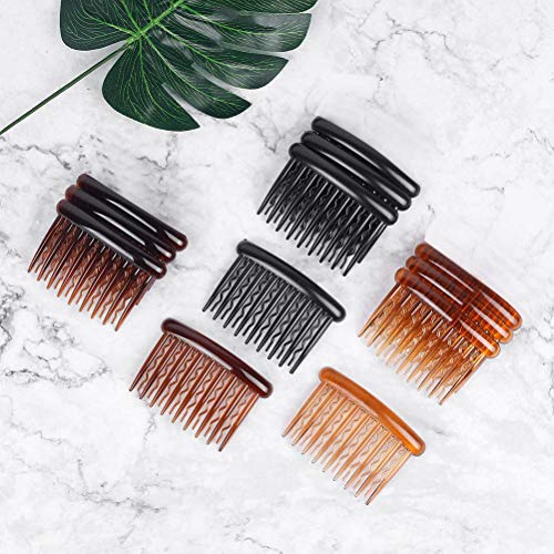 SUMAJU 12 Pcs Hair Combs for Women, Portable Side Comb Hair Accessories Plastic Teeth Hair Side Combs, Wavy Teeth Hair Comb for Fine Hair (4 Colors)