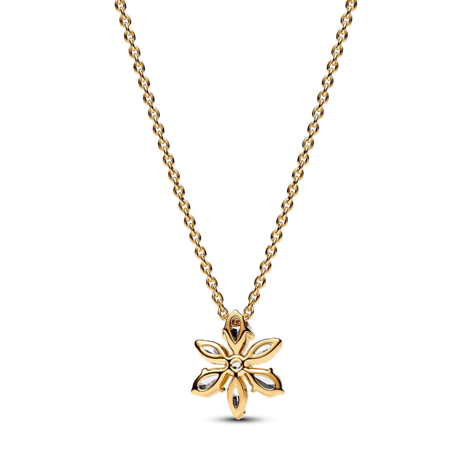 PANDORA Timeless Collana placcata in oro 14k con zirconi cubici trasparenti, Collana