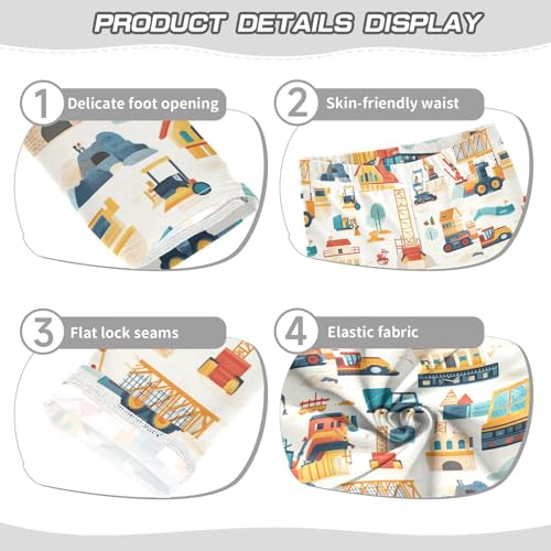 ZZKKO Girls Leggings Cartoon Construction Site Toddler Girls Clothes Leggings for Girls Toddler Girls Leggings 3-4T3