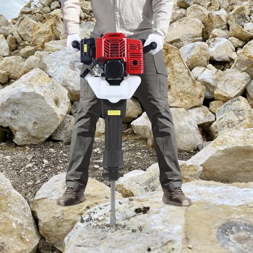 2-Takt 1,9KW Benzin Abbruch Hammer Stemmhammer Meißelhammer mit Bohrer Profi Set, Abbruchhammer, Aufprallfrequenz 1500Bpm – Bild 3