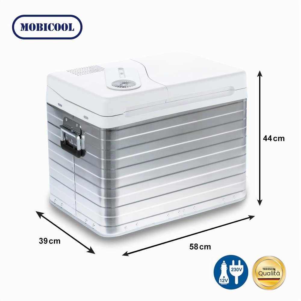 Mobicool MQ40A Frigorifero Portatile Elettrico, 39 L, Alluminio, Mini Frigo per Auto, Camion, Barca o Camper, 12 V o 230 V