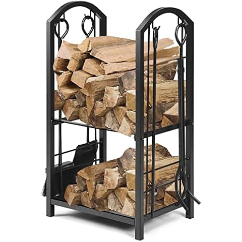 COSTWAY Firewood Log Rack with Tools Cover