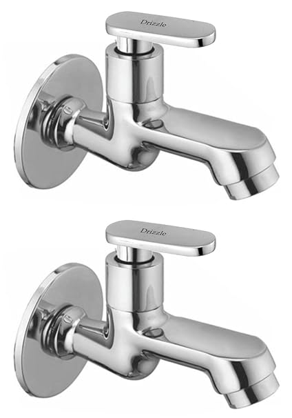 DRIZZLE OPL102-2 Opel Long Body Bib Cock Brass | Chrome Plated | Quarter Turn | Foam Flow (Combo of 2 Pieces)