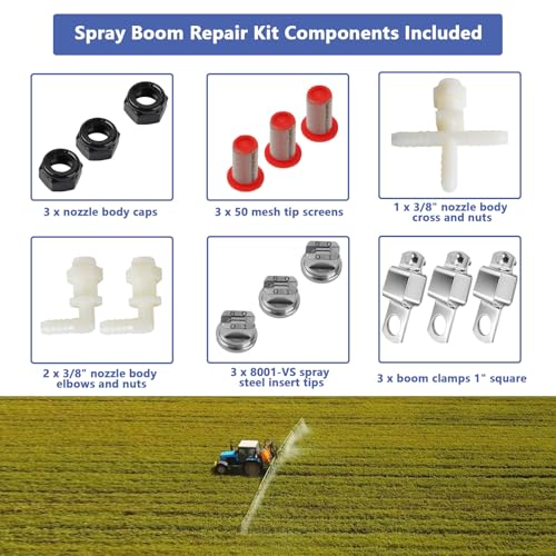 Image of Spray Boom Repair Kit Sprayer Parts Including 8001-VS Tips Screens Clamps