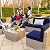 OPENAIRCOMFORT 5/7-Piece Luxury Rattan Sofa Set, All-Weather Wicker Sectional, UV Protected, Ideal for Garden, Patio, Poolside, Balcony (Gray/Blue, 7 PCS)