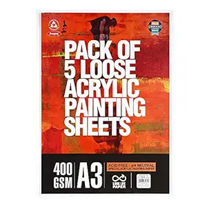 Acrylic Paper - A3 Size - 400 GSM - pH Neutral Acid Free Paper for Artists - 5 Sheet