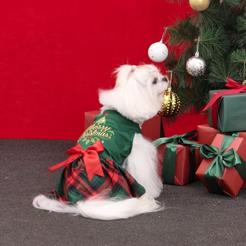 Image of CuteBone Dog Mesh Dress Christmas Puppy Sundress Pet Outfit Summer Fashion for Small Dogs Girl Cat Clothes