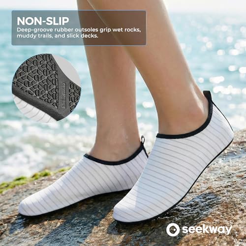 Image of SEEKWAY Water Shoes Women Men Adult Quick-Dry Aqua Socks Barefoot Non Slip for Beach Swim River Pool Lake surf Black SK002(U)