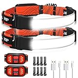 LED Headlamp Flashlight, 1000LM 230°Wide-Beam USB Rechargeable Head Light with Taillight & 8 Clips Waterproof Lightweight, Headlight Headlamps for Running, Cycling and Camping